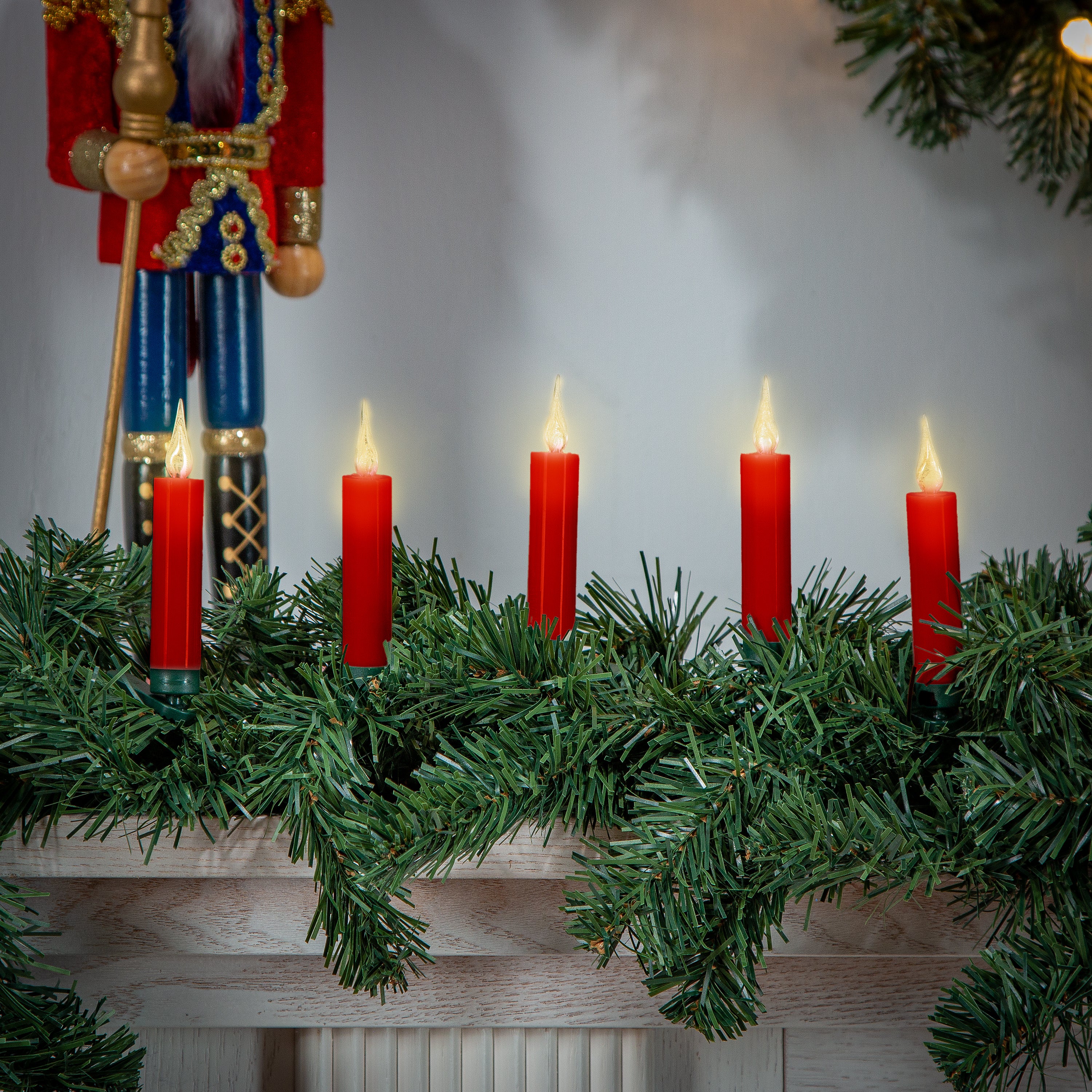 Set of 10 Red Christmas LED Candles with Clip, Remote Control